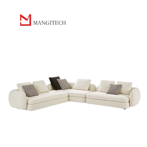 Divano in Tessuto Minimalista Italiano di Alta Gamma MANGITECH Saint Germain, Divano Angolare in Pelle di <span class=keywords><strong>Agnello</strong></span> per Soggiorno - Product Image 1