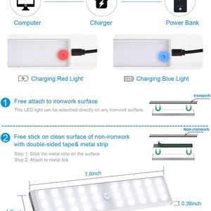 Promotion Product <b>LED</b> Night <b>Light</b> USB Rechargeable Energy-saving Bedroom Motion <b>Sensor</b> Cabinet <b>Light</b> - Product Image 5