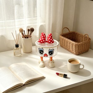Cute Cartoon Transparent Cosmetic Storage Box With Lid 5L Makeup Organizer Pen Holder Gift - Product Image 3