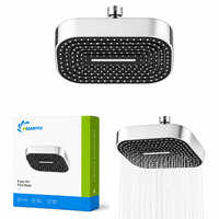 Pommeau de douche à main carré moderne de 12,6 pouces à haute pression, effet pluie et cascade, finition chromée, en ABS