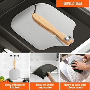 Juego de espátulas para pizza de metal de 12*14 pulgadas con mango de madera plegable, incluye <span class=keywords><strong>pala</strong></span> para voltear pizza, cortador de pizza de aluminio y espátula para servir pasteles - Product Image 3