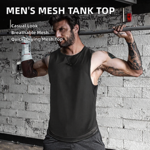 Débardeur de sport personnalisé pour homme, col rond, respirant, en maille tricotée, séchage rapide, pour musculation et entraînement, nouveauté été, vente en gros - Product Image 2