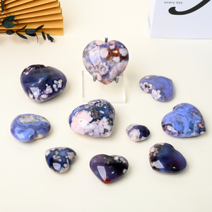Corazón <span class=keywords><strong>de</strong></span> Ágata Azul Natural Tallado a Mano, Piedras Curativas <span class=keywords><strong>de</strong></span> Cristal para Decoración - Product Image 1