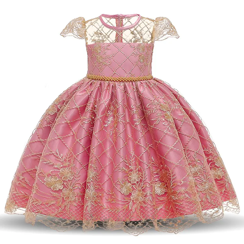 Pretty Princess Girls Flower Pettiskirt Wedding Dress Host Noble Piano Performance Birthday Party Dresses With Big Bow