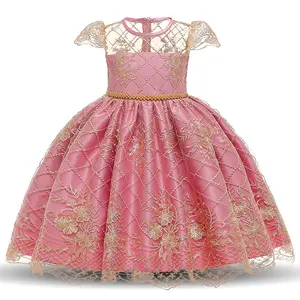 Jolie robe de princesse avec jupon à fleurs, tenue de mariée, noble, pour spectacle de piano, pour fête d'anniversaire, avec gros nœud