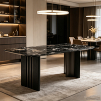 Table à manger moderne de luxe en marbre imperméable avec base en métal pour 6 à 8 personnes, meubles de salle à manger pour appartement