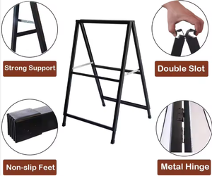 Support d'affichage de panneau publicitaire noir imperméable d'intérieur, support de sol, double face, vertical, cadre d'affiche en aluminium pour la promotion - Product Image 6