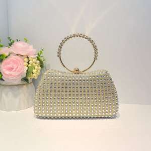 Sac de soirée de luxe entièrement orné de strass, étanche, avec fermeture éclair, pochette à main scintillante en cristal, sac bandoulière pour dîner, chaîne unisexe, mariage - Product Image 1