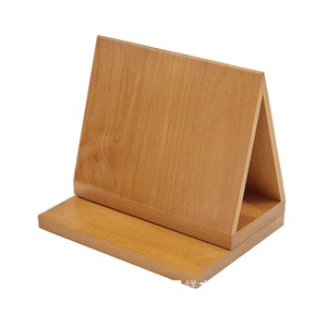 Wooden Triangular Book Stand With Cup Holder And <b>Glasses</b> Tray For Reading Desk Organizing Bookends - Product Image 5