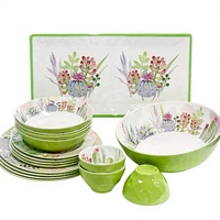 Ensemble de vaisselle en mélamine personnalisé pour la restauration rapide, assiettes et bols, design minimaliste, motif végétal, type de service