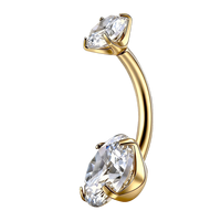 Piercing corporel en titane ASTM F136 14G avec incrustation de zircone cubique sertie à griffes, barbell incurvé pour sourcil, piercing de nombril, boucles d'oreilles et piercing de lèvre