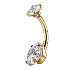Piercing corporel en titane ASTM F136 14G avec incrustation de zircone cubique sertie à griffes, barbell incurvé pour sourcil, piercing de nombril, boucles d'oreilles et piercing de lèvre - Product Image 5