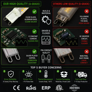 Lámpara LED de Cerámica G9-CR31LED, 5W, 400LM, ETL, CE, RoHS, 230V, 3000K, Reemplazo de Halógeno, 25000H, 2 Años de Garantía, para Hotel - Product Image 4