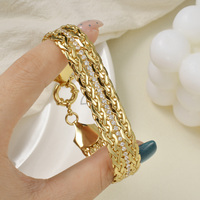 Bracelet gourmette cubaine plaqué or 18 carats pour femme avec fermoir à ressort et zircons transparents pavés, chaîne épaisse