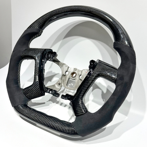 Volante de Cuero Negro Personalizado Directo de Fábrica en Fibra de Carbono Negra para Silverado - Product Image 2