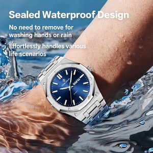<span class=keywords><strong>Montre</strong></span>-bracelet pour homme 42 mm, étanche 3 ATM, lumineuse, à quartz, bracelet en <span class=keywords><strong>acier</strong></span> inoxydable argenté, montres pour hommes, Relogio Masculino - Product Image 4