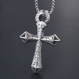 Stainless Steel <b>Cross</b> Pendant Necklace For Men Punk Retro Style SP528 - Product Image 1