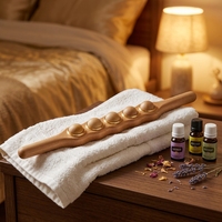 Bâton de massage Gua Sha en bois de hêtre à double extrémité, outil de massage musculaire pour le corps et le visage