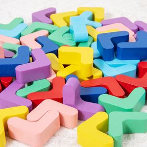 Interesante Juego de Rompecabezas de Desarrollo Temprano para Niños, Bloques de Construcción de Madera con Forma de Arcoíris - Product Image 4
