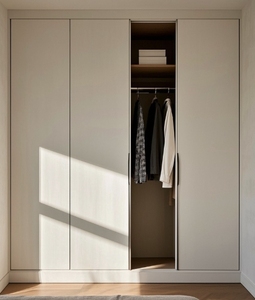 Armoires en bois MDF contreplaqué bois massif sur mesure armoire de chambre à coucher armoire de rangement pour vêtements étagères armoire à portes coulissantes avec LED - Product Image 4