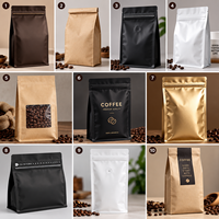 Sachets Doypack Blancs Écologiques avec Fermeture Zip pour Emballage de Grains de Café, Impression de Logo Personnalisé
