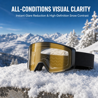 Lunettes de ski photochromiques personnalisées pour adultes en PC, anti-buée, UV400, 3 coloris, vente en gros OEM, équipement d'hiver