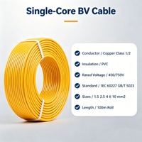 Câble électrique BV 1,5 mm² à âme en cuivre massif, isolé PVC, 450/750V, pour câblage intérieur de bâtiments résidentiels