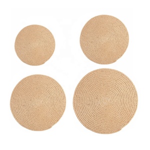 Manteles Individuales redondos de <span class=keywords><strong>yute</strong></span> trenzados para el hogar, manteles individuales informales para el día a día, 100% - Product Image 1