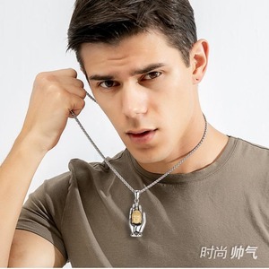 Pendentif main de Bouddha, collier en acier inoxydable, style chinois, bijoux de mode pour hommes, chaîne de 60 cm - Product Image 3