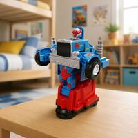 Camion robot semi-remorque en plastique durable et non toxique, déformable, avec tuyaux d'échappement et moteur doré, cadeau éducatif pour enfants de 2 à 4 ans