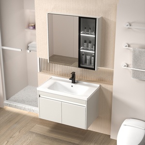 Mueble de <span class=keywords><strong>Baño</strong></span> Moderno de Acero Inoxidable Lacado, Montado en la Pared, 600 mm - Product Image 1