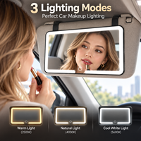 Miroir de maquillage LED portable pliable à clipser sur pare-soleil de voiture, installation facile, accessoire cosmétique pour intérieur de voiture