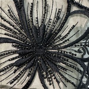 Ruban de dentelle florale brodée de perles noires de luxe pour Abaya et Hijab, accessoires de vêtements musulmans - Product Image 3