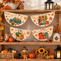 Drapeau suspendu demi-rond pour Thanksgiving, en tissu polyester pongé, décoration pour fête à domicile, 45x90cm 60x120cm, panneau décoratif mural