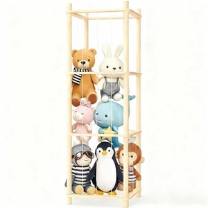 Estante de Almacenamiento de Juguetes de Hierro Color Madera, Rectangular, Multifuncional, de Pie, para Exhibición de Peluches en Sala de Estar - Product Image 1