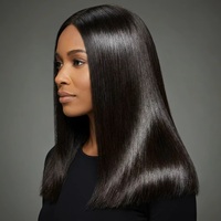 Pelucas de Cabello Remy Vietnamita Virgen Transparente de 24 Pulgadas con Encaje Frontal HD, Densidad del 200%, Liso Natural, Negro, 13x4