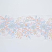 Harga Pabrik Grosir Kain Bordir YUGU Brand Gaun Pengantin Putih Modis dengan Hiasan Renda 100% Poliester Payet Manik-manik 14cm