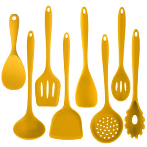 Ensemble d'ustensiles de cuisine en silicone, 8 pièces, résistants à la chaleur, antiadhésifs, spatule, louche, cuillère ajourée, pour usage domestique - Product Image 5