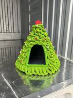 Cabane pour chien et chat en forme de sapin de Noël moderne, tricotée en fil chenille épais, hiver, structure stable et légère