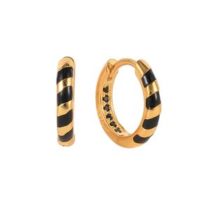 ROXI Pendientes de Aro Coloridos de Plata 925 Bañados en Oro de 18K con Esmalte y Circonita Cúbica, Tipo Huggie - Product Image 1