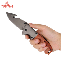 YUEYANG Bestes Taschenmesser 2025 Holzgriff Outdoor Camping Klappmesser Jagd Taktisches Überlebensmesser mit Personalisierung