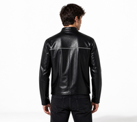 Giacca da Uomo in Pelle PU Stile Racer Nera con Colletto Alto e Zip, Design Retrò Patchwork, Stile Biker, Abbigliamento Streetwear alla Moda