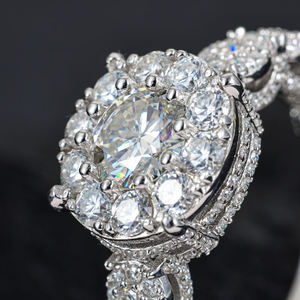 Bagues de fiançailles de luxe plaquées or, serties de diamants naturels de haute qualité, personnalisables, vente en gros disponible - Product Image 4
