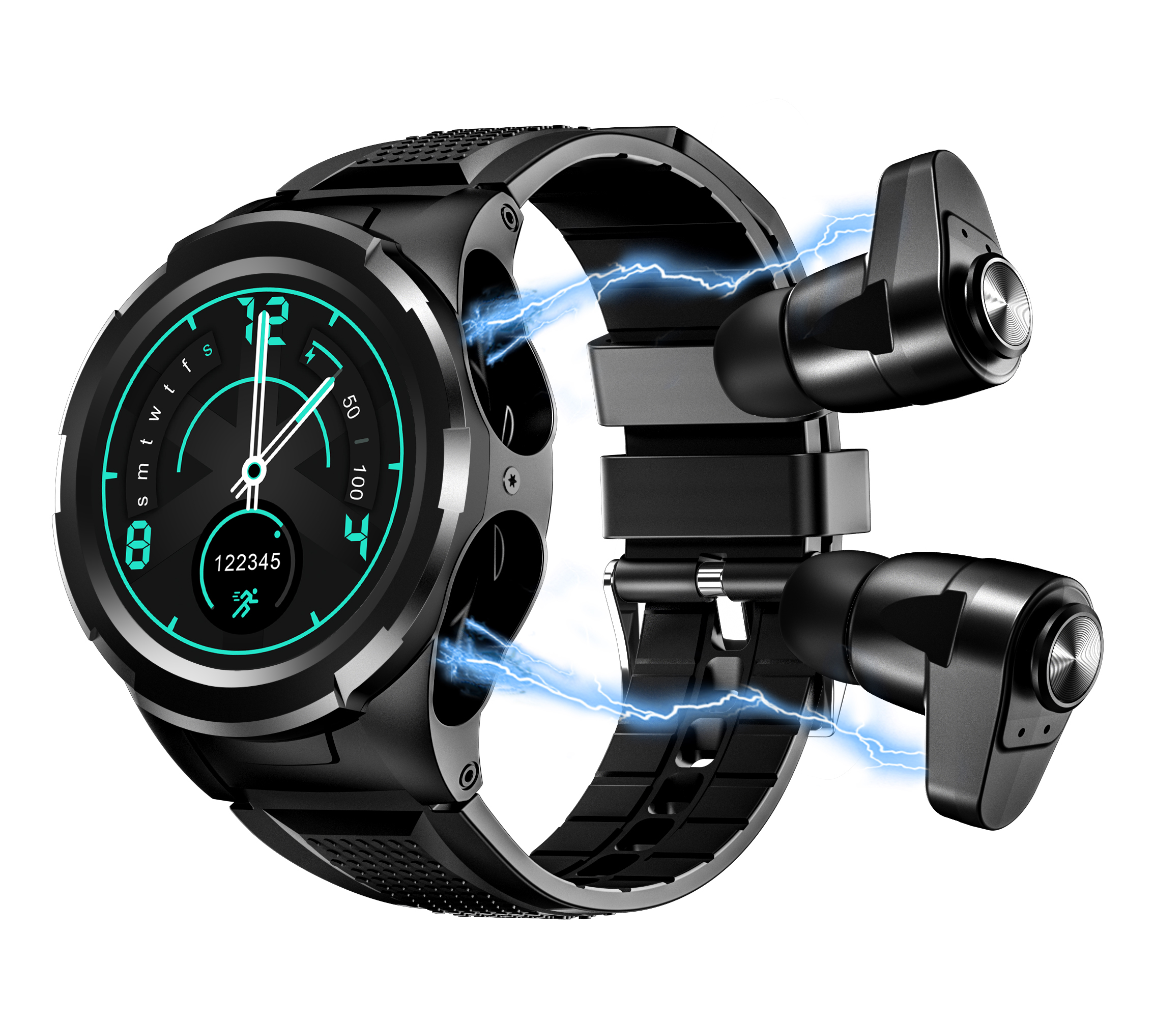 Спортивный смарт-браслет 2 в 1 с беспроводными наушниками-вкладышами, пульсометром, тонометром, Смарт-часы, наушники, гарнитура