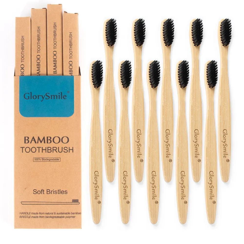 Custom Logo Cheapest Natural Organic Bamboo Handle Biodegradable Eco-friendly Toothbrush With Charcoal Bristle