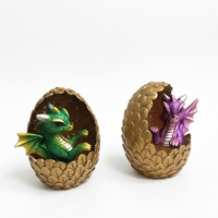 Ornement en résine œuf de dragon peint à la main avec base lumineuse LED DRB024 – Figurine décorative écologique pour bureau et maison, modèle animal d'Halloween