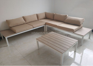 ชุดโซฟากลางแจ้ง4ชิ้นโซฟาอลูมิเนียมเข้ามุมทันสมัยดีไซน์แบบ KD โซฟาอลูมิเนียมสีขาว - Product Image 5