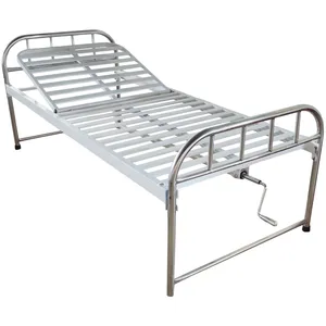 High Quality cheap stainless steel head 1 function Single Crank medical bed without side rails