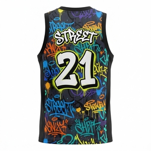 Conjunto de Uniformes de Baloncesto Personalizados con el Último Diseño, Camisetas con Impresión Digital, Transpirables, 100% Poliéster, Sin Mangas, Cintura Elástica, Unisex - Product Image 2