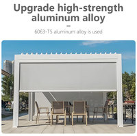 Pergola intelligente en aluminium avec lames motorisées télécommandées, accessoire panneau solaire pour espace extérieur de villa, gazebo en aluminium à lames orientables